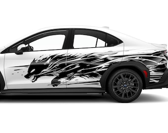 Snarling Fox Car Decal, Aggressive Wild Animal Side Sticker, Kitsune JDM Street Racing Livery
