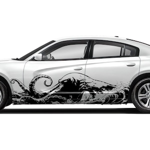Kraken Tentacle Car Wrap Livery, Jdm Style Ocean Monster Vinyl Decal, Wave Graphic Sticker