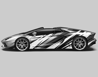 Calcomanías de vinilo laterales para autos deportivos: diseño abstracto en zigzag