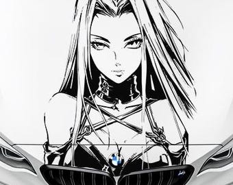 BDSM Girl Anime Hood Sticker - Bondage Geisha Decal - Japanischer Auto Aufkleber - Itasha Large Livery