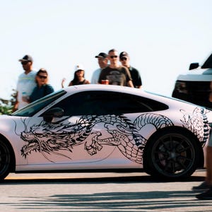 Adesivo de vinil com dragão japonês para carroceria - Draco Vinyl Wrap - Envelopamento personalizado para carros JDM - Adesivo grande estilo mangá