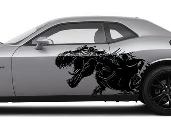 T-Rex Car Decal, Dinosaur Side Sticker, Trex Aggressive Jurassic Vinyl, Monster Truck Graphic Livery