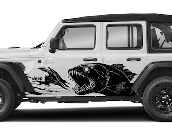 Piranha Car Side Decal, Large Vinyl Graphic for Vehicle, Predatory Fish Vinyl Livery