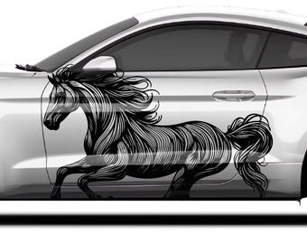 "Laufender mustang Autoaufkleber: ""Diagonal Line"" Pferd Vinyl Wrap."