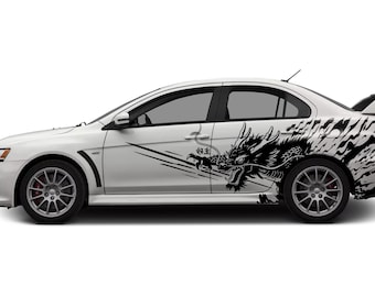 Chinese Dragon Car Livery, Kanji Speed Line Decal, Drift Racing Graphic, Japanese Serpent Vinyl