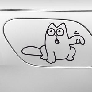 Fuel Cap Funny Cat Sticker - Cat Stickers - Car body Decals - Custom Cat Vinyl Stickers - Bumper Fun Sticker l Universal Vinyl Stickers