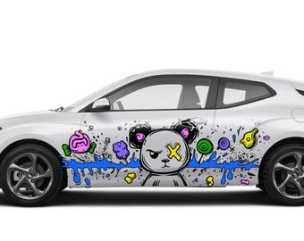 Ted Bear Car Decal, Creepy Side Sticker, Candy Graphic, Splatter Street Livery