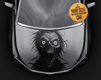 Calcomanía de capó con cara siniestra: vinilo para Halloween - Diseño para un vehículo aterrador