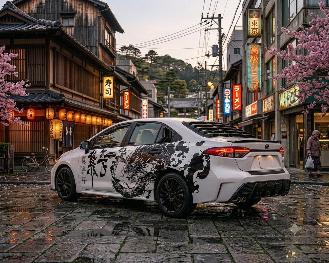 Japanese Dragon Decal - Vinyl Graphic Draco Sticker, Sedan SUV