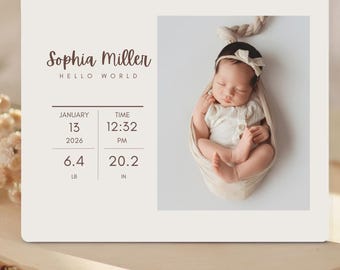 Newborn Photo Board, Baby Milestone Photo Board, Birth Announcement Photo Board, Personalized Baby Gift