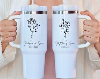 Mother of the Bride Tumbler, Personalized 40oz Wedding Cup, Custom Mother of the Groom Gift, Bridal Party Gift, Wedding Gift for Mom