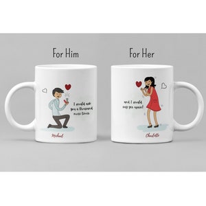 Personalized Couples Mugs Set His and Hers Mugs Matching Mug Gift for Boyfriend Girlfriend Funny Valentine Mug Anniversary Gift Custom Mugs