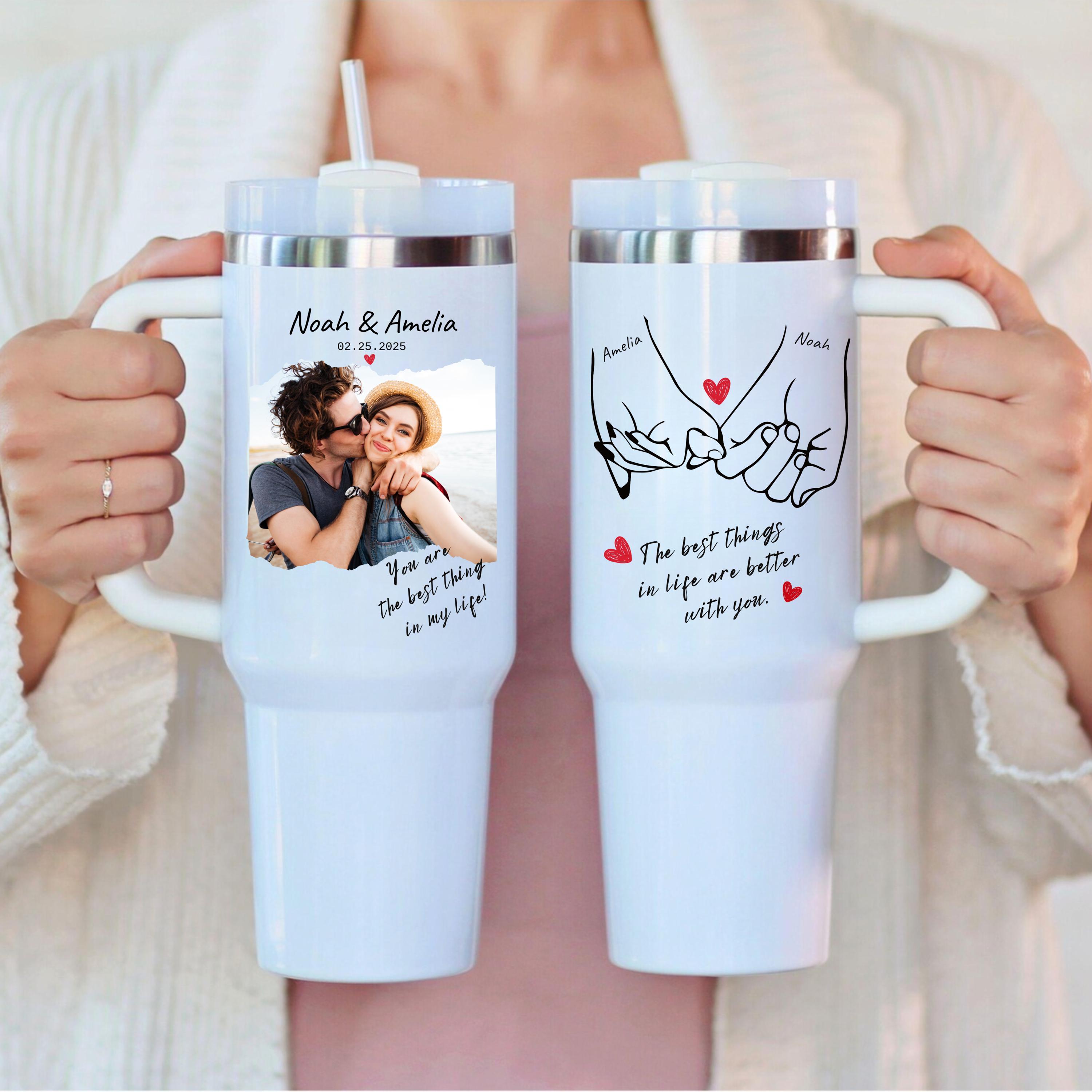 Personalized Photo Tumbler With Names & Date, Romantic Couple Gift ...