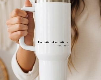 Personalized Mama Est Year 40oz Tumbler, Pregnancy Announcement Gift, New Mom Gift, Baby Reveal Gift, First Time Mom Gift