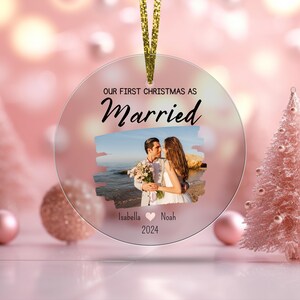 Personalized Photo Ornament Gift, Custom Wedding Ornament, First Christmas Married, Newlywed Christmas Ornament, Photo Christmas Gift