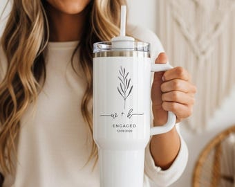 Personalized Engaged Tumbler 40oz, Custom Engagement Cup, Bride to Be Gift, Future Mrs Tumbler, Bridal Shower Gift, Wedding Gift for Couple