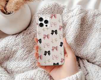 Coquette Aesthetic Phone Case, Pink Bow iPhone Case for Girls, Cute Trendy Samsung Case, Girly Soft Romantic Cell Cover, Preppy Gift for Her