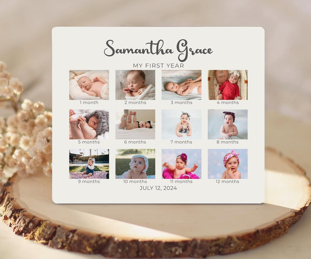 My First Year Photo Board, Baby Milestone Photo Board, One Year ...
