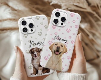 Personalized Pet Phone Case, Custom Dog Cat Portrait Phone Cover with Name, Unique Phone Case, Gift for Pet Lovers, iPhone Samsung