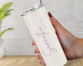 Bride Gift, Personalized Bride Tumbler, Personalized Name Tumbler, Custom Wedding Cup, 20 oz Skinny Tumbler