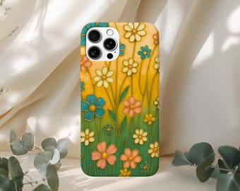 Wildflower Phone Case, Floral Phone Case iPhone Samsung, Stained Glass Botanical Case, Cottagecore Aesthetic Cover, Garden Gift for Her