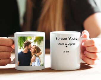 Custom Photo Mug, Forever Yours Photo Mug, Personalized Photo Coffee Cup, Couple Gift, Anniversary Keepsake
