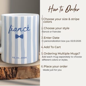 How to order personalized fiancé mug: choose size, style, and custom wedding date
