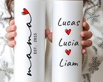 Personalized Mom Tumbler 20oz, Custom Name Tumbler for Mom, Mama Cup with Kids Names, Mother's Day Gift, Mom Birthday Gift Idea