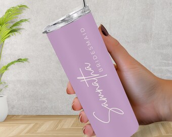 Bridesmaid Gift / Bridesmaid Proposal, Personalized Name Tumbler, Custom Wedding Party Cup, 20 oz Skinny Tumbler