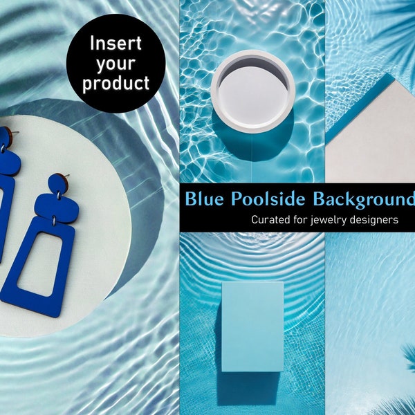 Blue Pool Photography Backdrop,Digital background for Jewelry, Blue product picture background, props for jewelry sellers,for Pixelcut