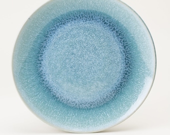 Keramik Teller groß blau Ceramic Plate Dinner Plate Frühstücksteller Stoneware glänzende Glasur handgemacht