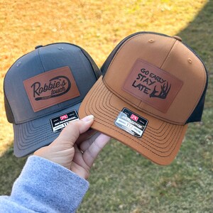 custom LEATHER patch hats - business logo hat