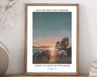 Western Horse Art Print: Christian Desert Landscape (Digital Download)