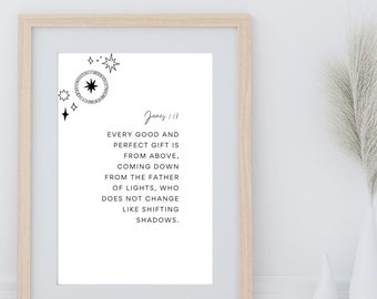 James 1:17, Bible Verse Printable, Bible Verse Print, Christian Art Print, Christian Gift, Scripture Wall Art Printable