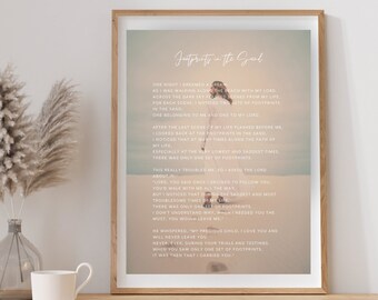 Footprints in the Sand Poem Printable Wall Art, Modern Christian Illustration Artwork, Christian Wall Art, Scripture Art, Christian Gifts