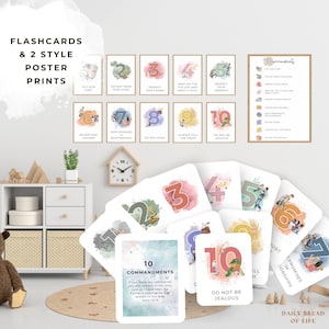 10 Gebote Kids Memory Flash Karten, Bibelarbeit, Sonntagsschule, christliche Homeschool Printables, alttestamentliche Exodus-Lektion