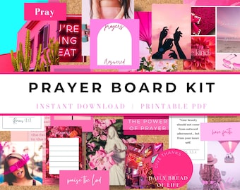 Prayer Board Kit Pink, Christian Wall Collage, Prayer Board Starter Kit, Christian Vision Board, Prayer Board Mockup Template