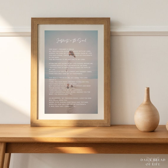 Footprints in the Sand Poem Print: Christian Home Decor (Digital Download)
