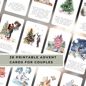 Calendario de Adviento para parejas, actividades navideñas para hacer en casa, tarjetas para una cita nocturna, ideas navideñas para recién casados, Navidad centrada en Cristo