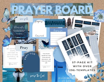 Blue Christian Prayer Board Kit: Scripture Cards (Digital Download)