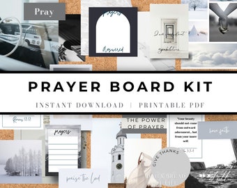 Prayer Board Kit Grey & White, Prayer Board Printables, Christian Wall Collage, Prayer Board Starter Kit, Prayer Planner, Prayer Wall Art