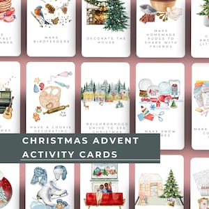 Weihnachten Advent Aktivitätskarten, DIY-Adventskalender, druckbare Kinder Adventskarten, Urlaub Familienaktivitäten, Kinder Urlaub Aktivitätskarten