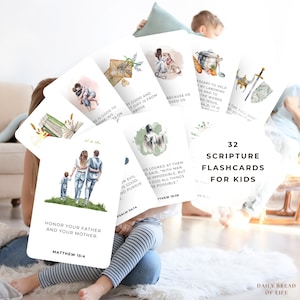 Kinder Bibel Verskarten Set, Schriftgedächtnis für Kinder, Sonntagsschul-Gedächtnis-Verskarten, druckbare Kinder Affirmationskarten