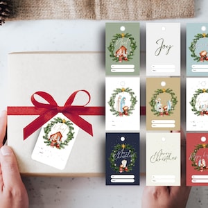 Etiquetas para regalo de Navidad, etiquetas para regalo de acuarela imprimibles con descarga instantánea, etiquetas para regalo de Navidad de la Natividad, etiquetas para regalo de Navidad cristianas hechas a mano