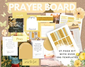 Yellow Prayer Board Printable Kit: Christian Wall Art (PDF)