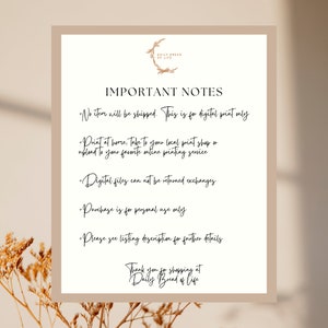 Puede incluir: Una tarjeta blanca con texto marr&oacute;n que describe notas importantes para impresiones digitales. El texto dice "No se enviar&aacute; ning&uacute;n art&iacute;culo. Esto es solo para impresi&oacute;n digital. +Imprima en casa, lleve a su tienda de impresi&oacute;n local o cargue a su servicio de impresi&oacute;n en l&iacute;nea favorito. +Los archivos digitales no se pueden devolver ni intercambiar. +La compra es solo para uso personal. +Consulte la descripci&oacute;n del listado para obtener m&aacute;s detalles. Gracias por comprar en Daily Bread of Life."