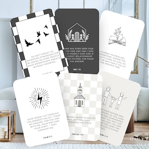 Cartes mémoire Année des Écritures pour enfants, Cartes de versets bibliques, École chrétienne à la maison, Versets familiaux hebdomadaires de la Bible, Panier du matin, Cartes de prière