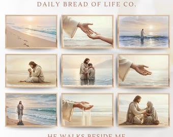 Jesus Frame TV Art: Footprints in Sand Screensaver (Digital Download)