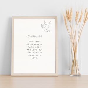 1 Corinthians 13:13, Scripture Bible Verse Print, Christian Pintables, Bible Verse Prints, Christian Art Print, Christian Gift