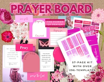 Pink Prayer Board Kit: Christian Collage, Bible Verses (Digital Download)